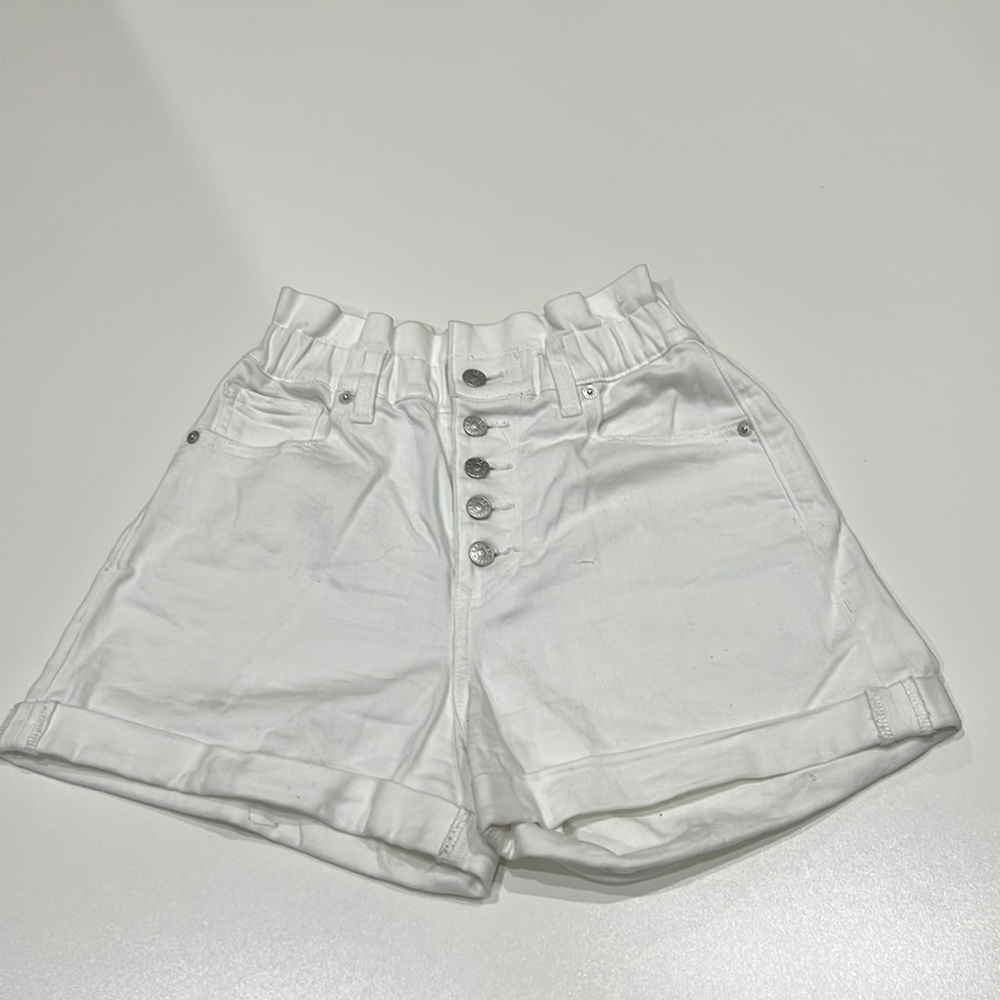 Express White Paper Bag Shortie Extreme High Rise